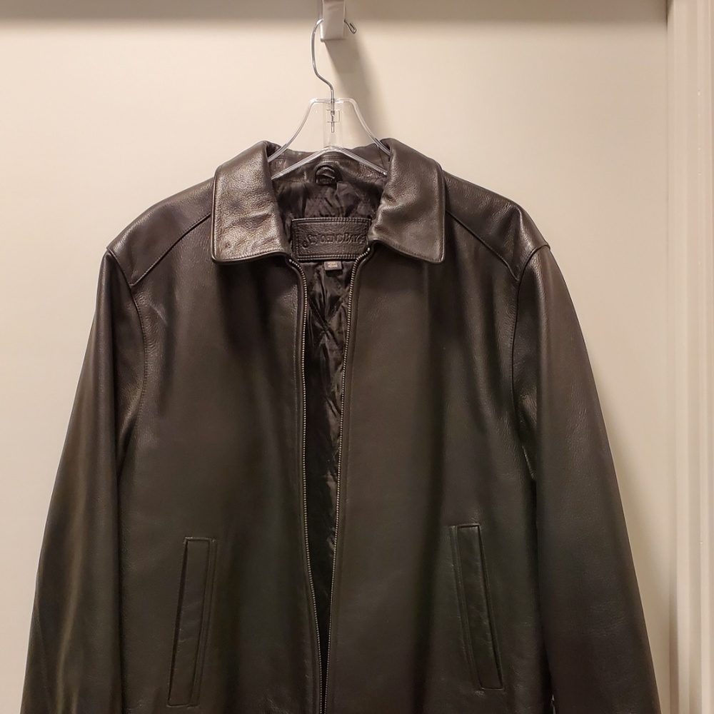 St. John's Bay Leather Jacket, Black, Size M